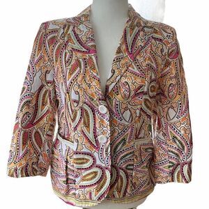 Nue Options Y2K Blazer Pink Orange Paisley Jacket Size S